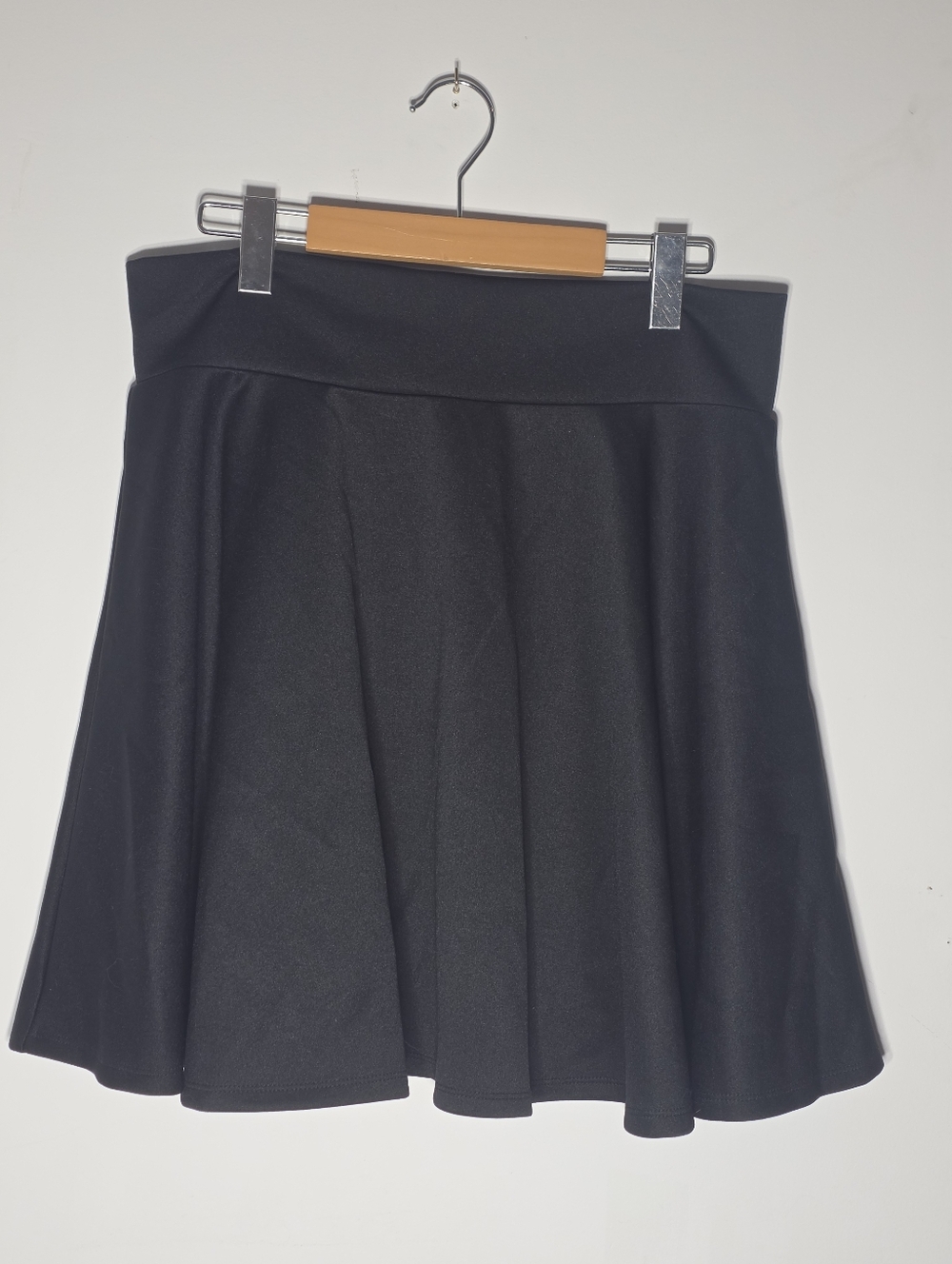 Y2K Black Skater Skirt - Flowy & Stretch - Mini Casual Basic - High Waist - XL